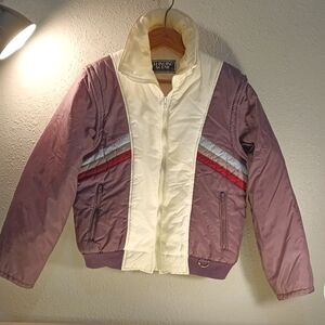 Vintage Changing Scene Purple and Cream Puffer Jacket/Vest w Removable Sleeves